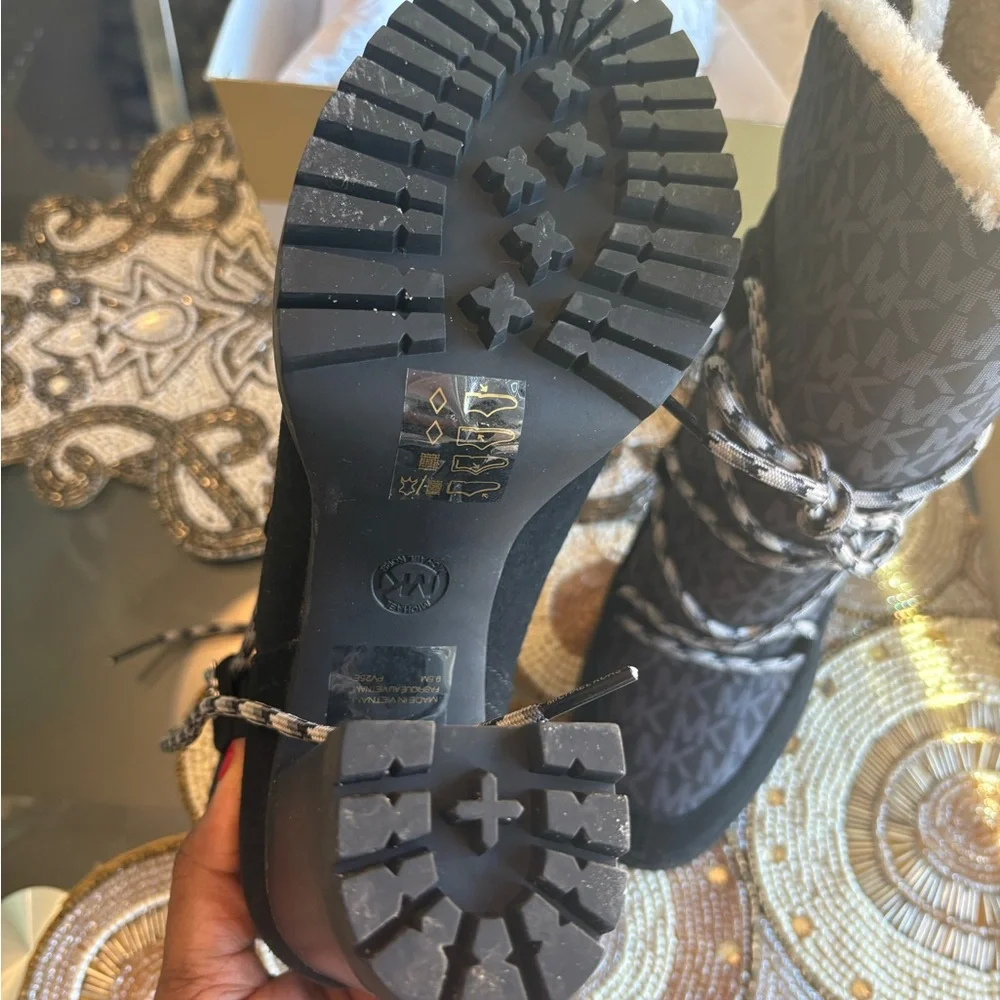 Michael Kors Black and Gray Heeled Boots - Picture 5 of 9